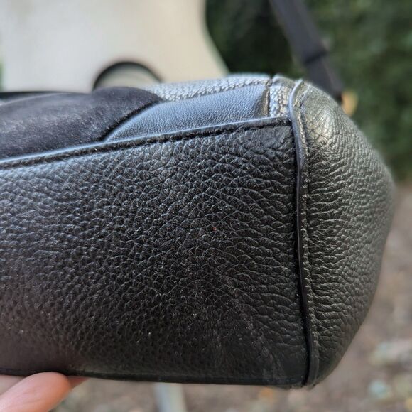 Coach Women's Satchel Crossbody Leather Bag Black with Nubuck & Gunmetal Design - Picture 4 of 15